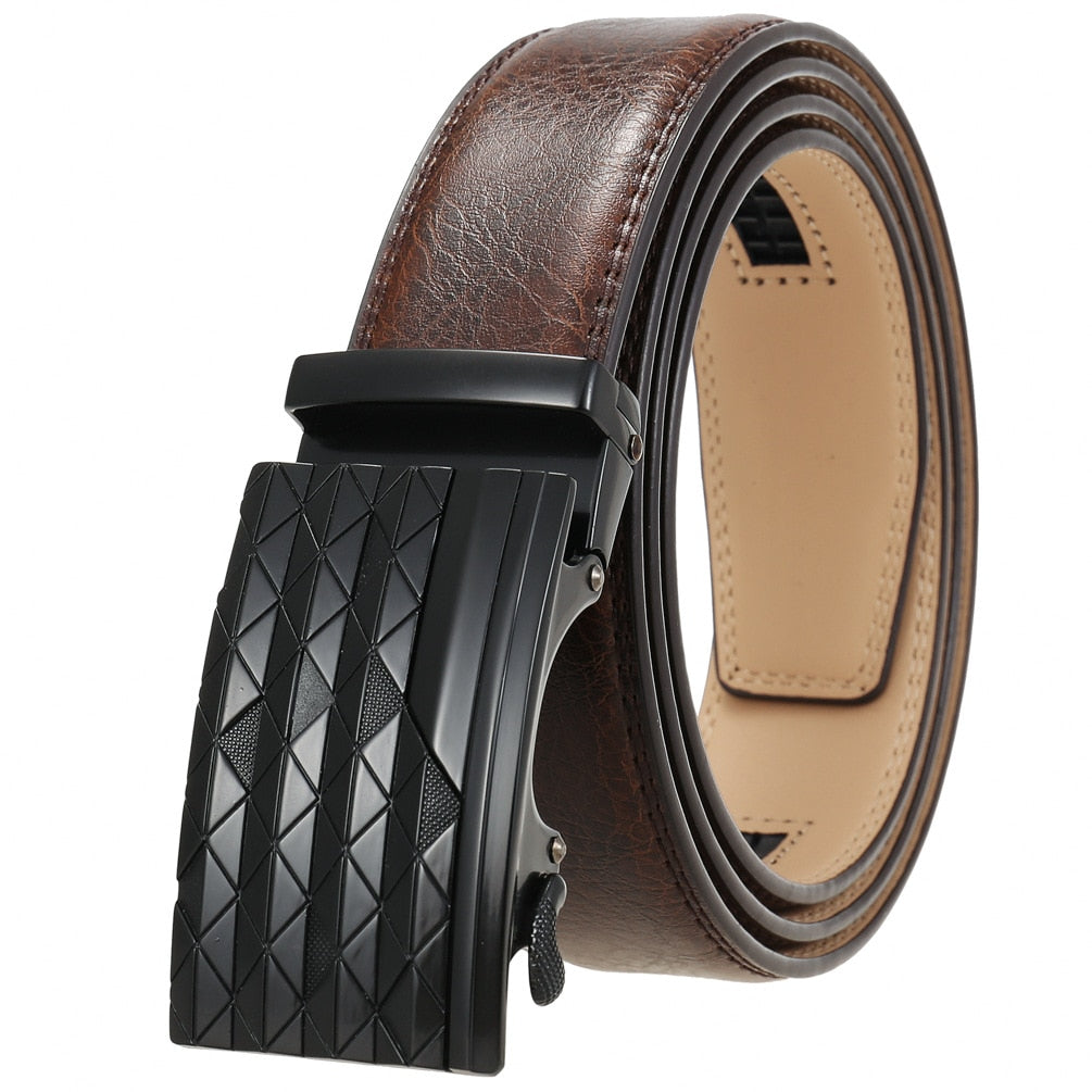 Men's Cowskin Automatic Alloy Buckle Luxury Solid Pattern Belts