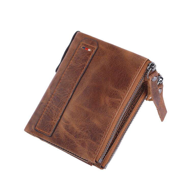 Men's Leather Inner Card Holder Zipper Hasp Closure Wallets