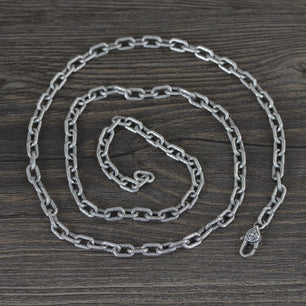 Men's 100% 925 Sterling Silver Link Chain Geometric Necklace