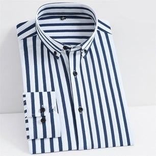 Men's Polyester Turndown Collar Long Sleeve Single Breasted Shirt