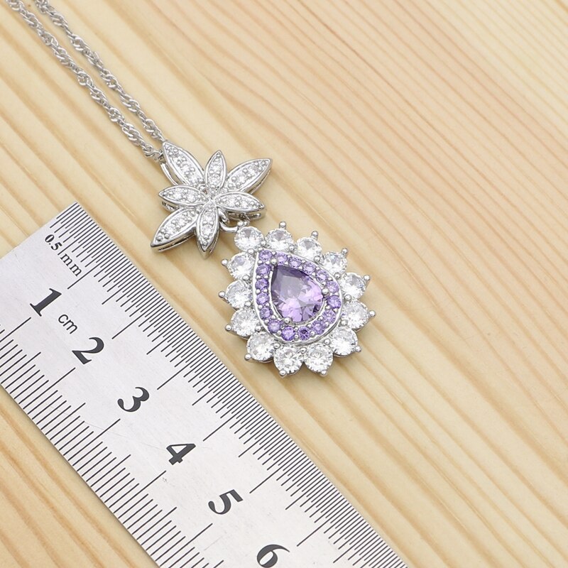 Women's 100% 925 Sterling Silver Zircon Trendy Flower Jewelry Set