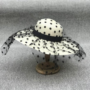 Women's Straw Foldable Dotted Sun Protection Floppy Elegant Hats