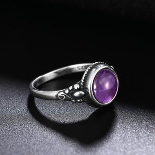 Women's 100% 925 Sterling Silver Amethyst Vintage Wedding Ring