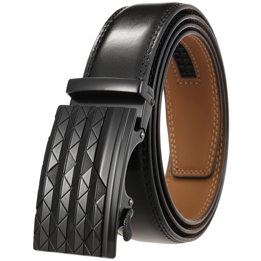 Men's Cowskin Automatic Alloy Buckle Luxury Solid Pattern Belts