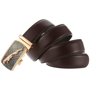 Men's Split Leather Buckle Closure Trendy Solid Pattern Belts