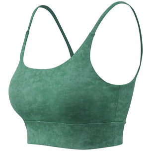 Women's Polyester Sleeveless Sling Plain Pattern Sports Bra