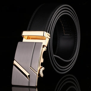 Men's Cowskin Automatic Metal Buckle Luxury Solid Strap Belt