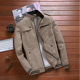 Men's Polyester Stand Collar Full Sleeve Zipper Winter Jackets