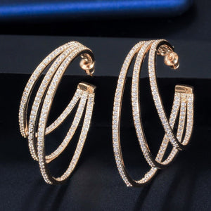 Women's Copper Cubic Zirconia Circle Round Wedding Hoop Earrings