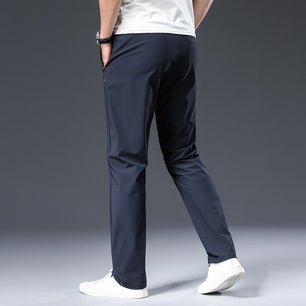 Men's Mid Waist Zipper Fly Stretchable Thick Warm Casual Pants