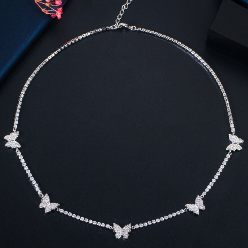 Women's Copper Cubic Zircon Link Chain Round Trendy Necklace