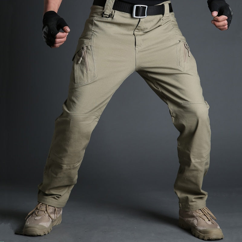 Men's Polyester Mid Waist Full Length Zipper Fly Casual Pants