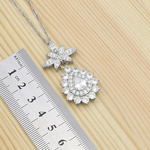 Women's 100% 925 Sterling Silver Water Drop Zircon Jewelry Set