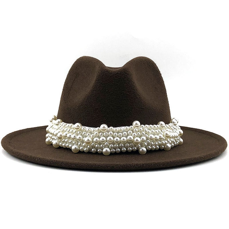 Women's Cotton Pearl Ribbon Pattern Casual Wear Party Elegant Hat