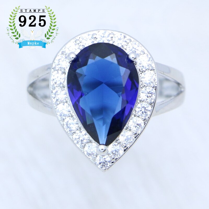 Women's 100% 925 Sterling Silver Zircon Water Drop Trendy Ring