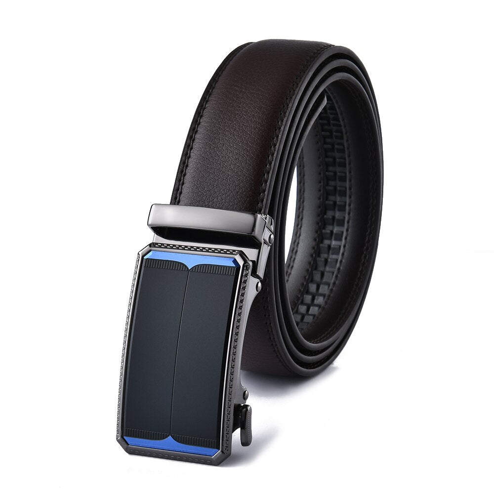 Men's Cowskin Automatic Metal Buckle Luxury Solid Pattern Belt