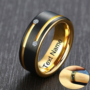 Men's 100% Tungsten Round Pattern Custom Name Ring