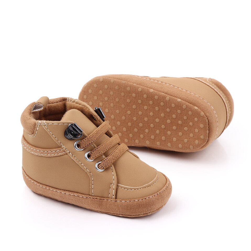 Baby's PU Round Toe Elastic Band Non-Slip Soft Casual Shoes