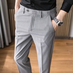 Men's Cotton Zipper Fly Closure Plain Formal Wear Suit Pants