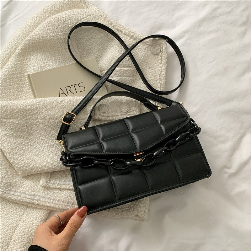 Women's PU Leather Cover Closure Crossbody Plaid Pattern Handbags