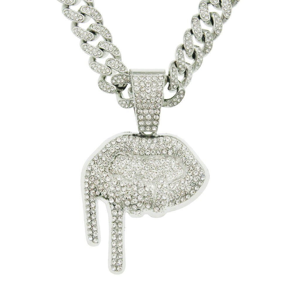 Men's Zinc Alloy Link Chain Hip-Hop Rhinestone Geometric Necklace