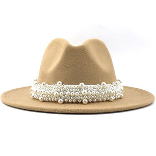 Women's Cotton Pearl Ribbon Pattern Casual Wear Party Elegant Hat