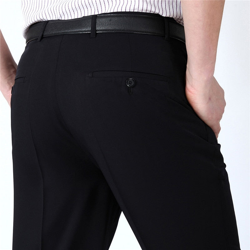 Men's Polyester Zipper Fly Closure Full Length Formal Wear Pants