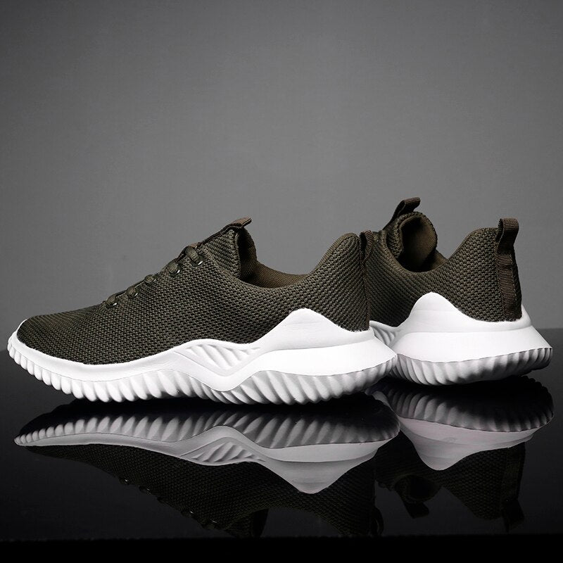 Men's Round Toe Air Mesh Lace Up Closure Solid Pattern Sneakers