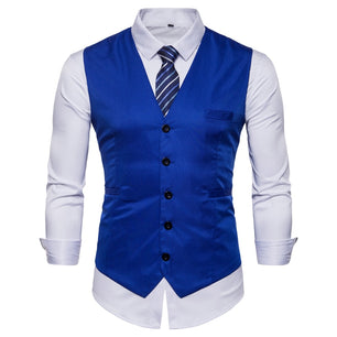 Men's Polyester Casual Sleeveless Solid Pattern Wedding Vest