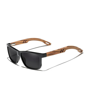 Women's Wooden Frame Polycarbonate UV400 Square Sunglasses