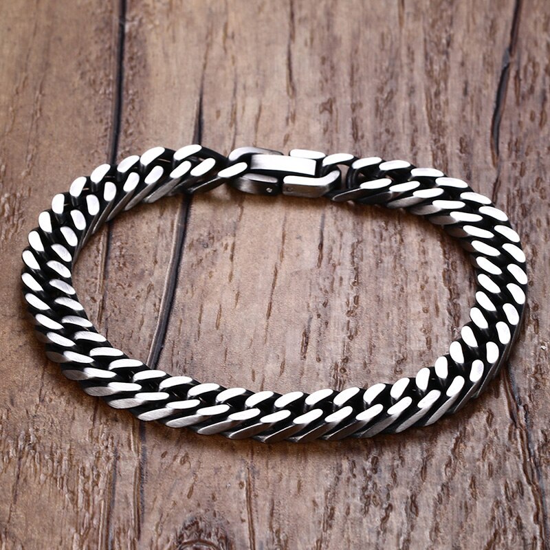 Men's Stainless Steel Easy Hook Clasp Link Chain Round Bracelet