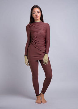 Women's Arabian Spandex Full Sleeves Solid Modest Swimwear Dress