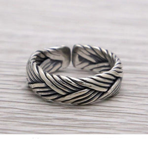 Women's 100% 925 Sterling Silver Adjustable Rope Pattern Ring