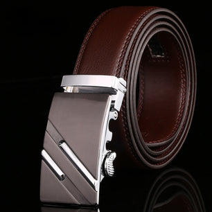 Men's Cowskin Automatic Metal Buckle Luxury Solid Strap Belt