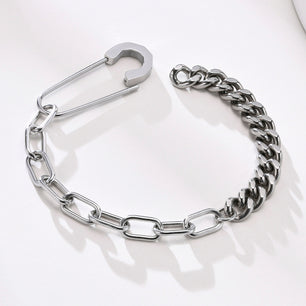 Men's Stainless Steel Easy Hook Clasp Round Pattern Punk Bracelet