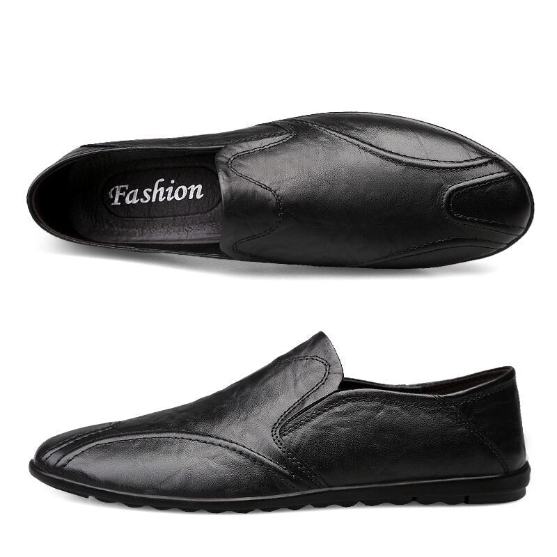 Men's PU Round Toe Outdoor Walking Slip-On Casual Wear Shoes