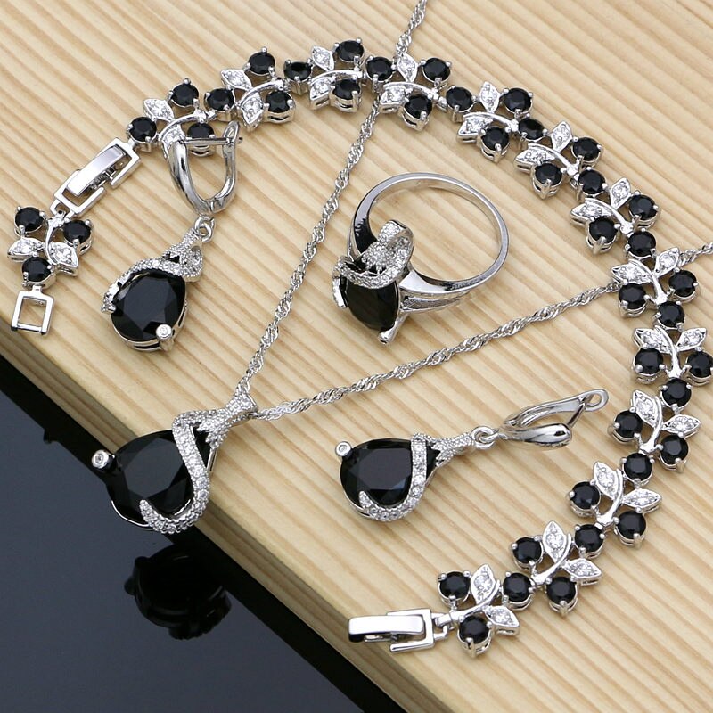 Women's 100% 925 Sterling Silver Zircon Water Drop Jewelry Sets