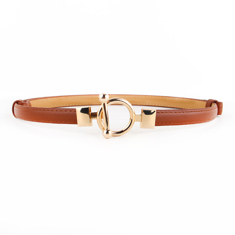 Women's PU Leather Alloy Buckle Thin Adjustable Trendy Belts