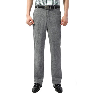 Men's Polyester Zipper Fly Closure Plain Pattern Casual Pants