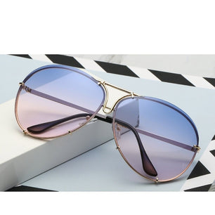 Women's Alloy Frame Acrylic Lens Rimless Vintage Sunglasses