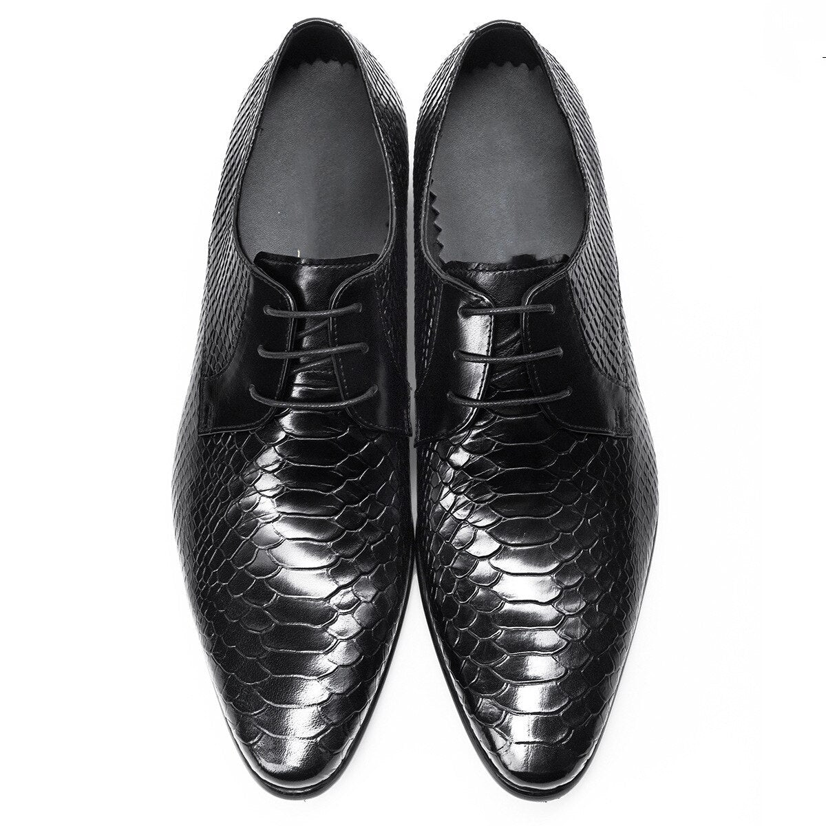 Men's Genuine Leather Pointed Toe Lace-up Closure Party Shoes