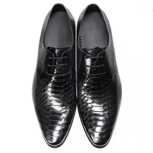 Men's Genuine Leather Pointed Toe Lace-up Closure Party Shoes