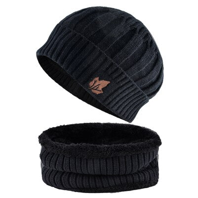 Men's Polyester Skullies Beanies Winter Knitted Pattern Wool Cap