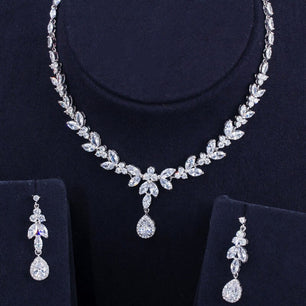 Women's Copper Cubic Zirconia Water Drop Wedding Jewelry Set