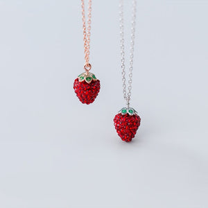 Women's 925 Sterling Silver Link Chain Fruit Pendant Necklace