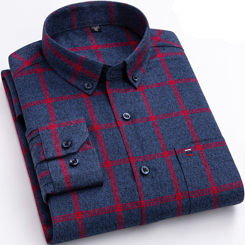 Men's Turndown Collar Single Breasted Plaid Pattern Casual Shirts