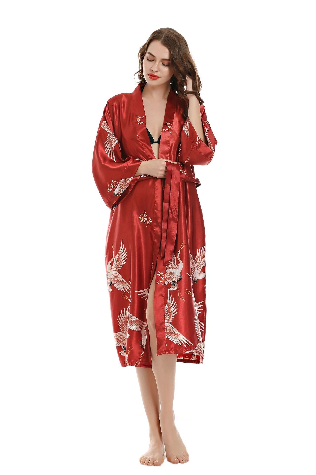 Women's Polyester Short Sleeve Printed Pattern Nightwear Robe