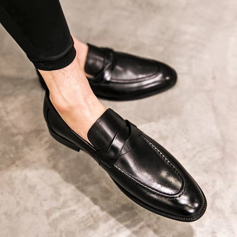 Men's PU Leather Pointed Toe Slip-On Closure Solid Casual Shoes