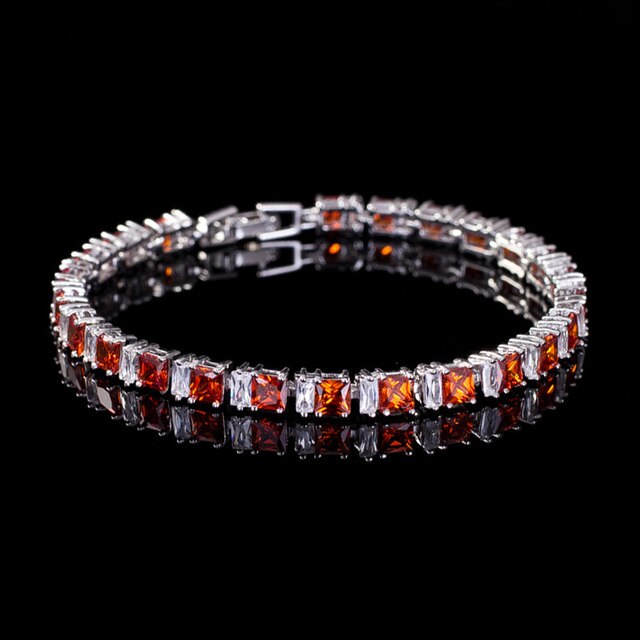 Women's Copper Cubic Zirconia Link Chain Geometric Bracelet