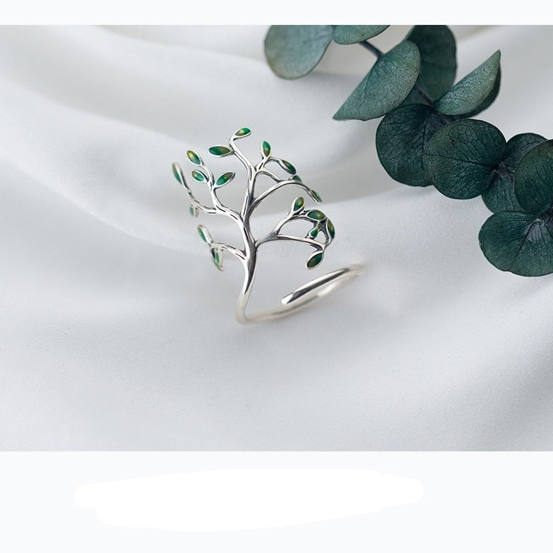 Women's 100% 925 Sterling Silver Plant Pattern Hyperbole Ring